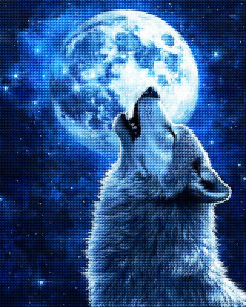 Wolf heult zum Vollmond