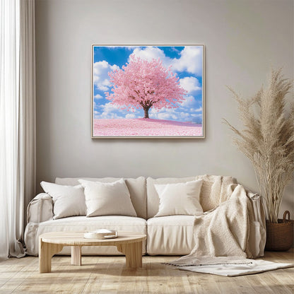Pinkfarbener Kirschbaum in voller Blüte