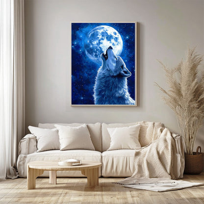 Wolf heult zum Vollmond