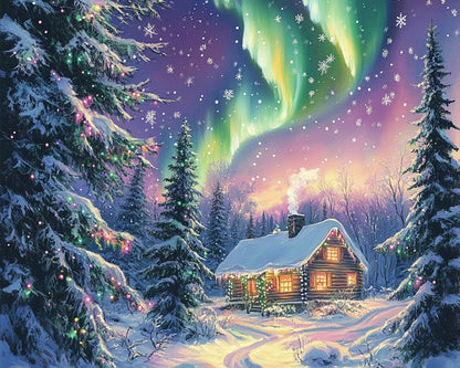 Nordlicht-Weihnachtshütte