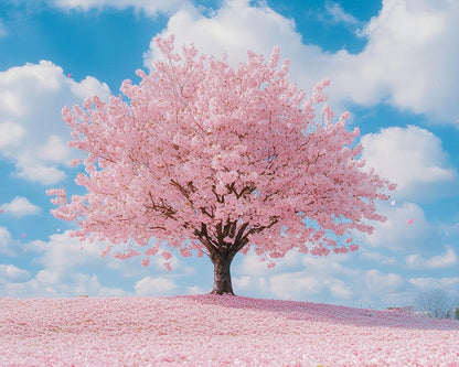Pinkfarbener Kirschbaum in voller Blüte