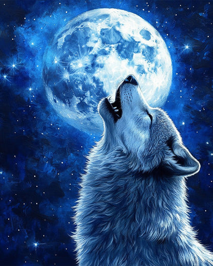 Wolf heult zum Vollmond